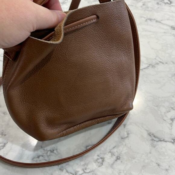 Shaffer Los Angeles Brown Leather La Greta Crossbody Bag 8.5"x6"x2" - Picture 5 of 5